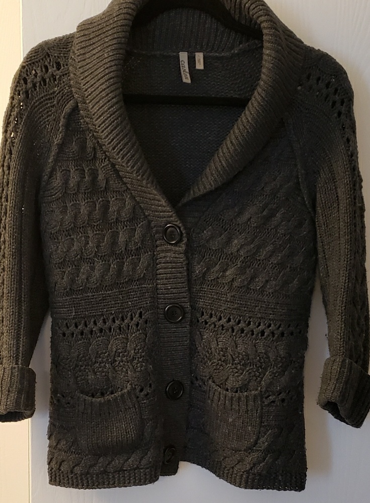 Grey cable knit cardigan